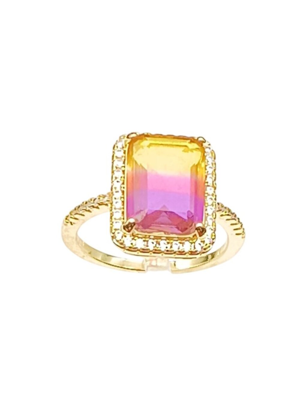 Park Lane Passion Gold-Tone Rectangular Multicolor Crystal Statement Ring